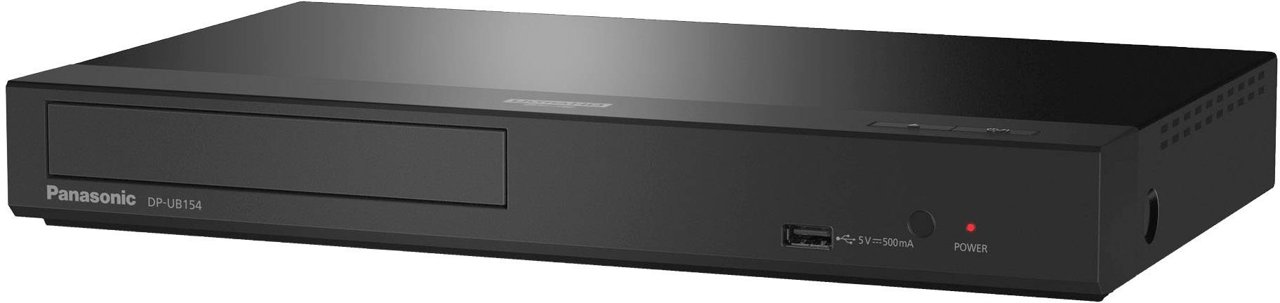 Schwarzer Panasonic Blu-ray Player mit seitlichem USB-Anschluss und Power-Taste.