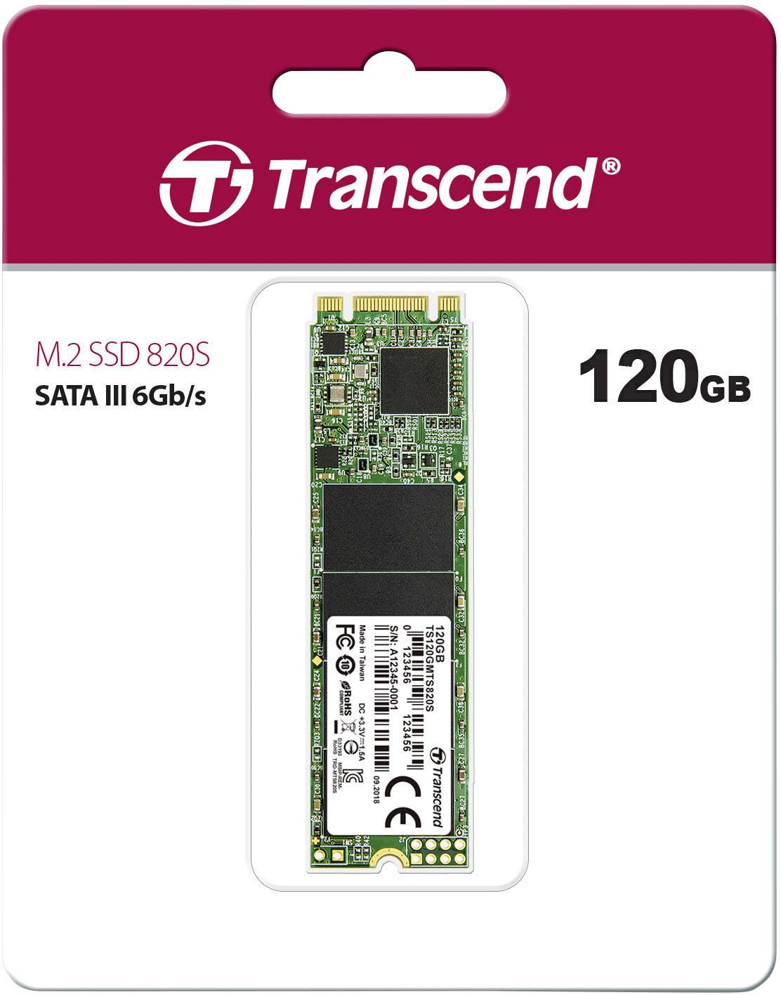 Transcend 820S 120 GB Interne M.2 SATA SSD 2280 M.2 SATA 6 Gb/s Retail TS120GMTS820S