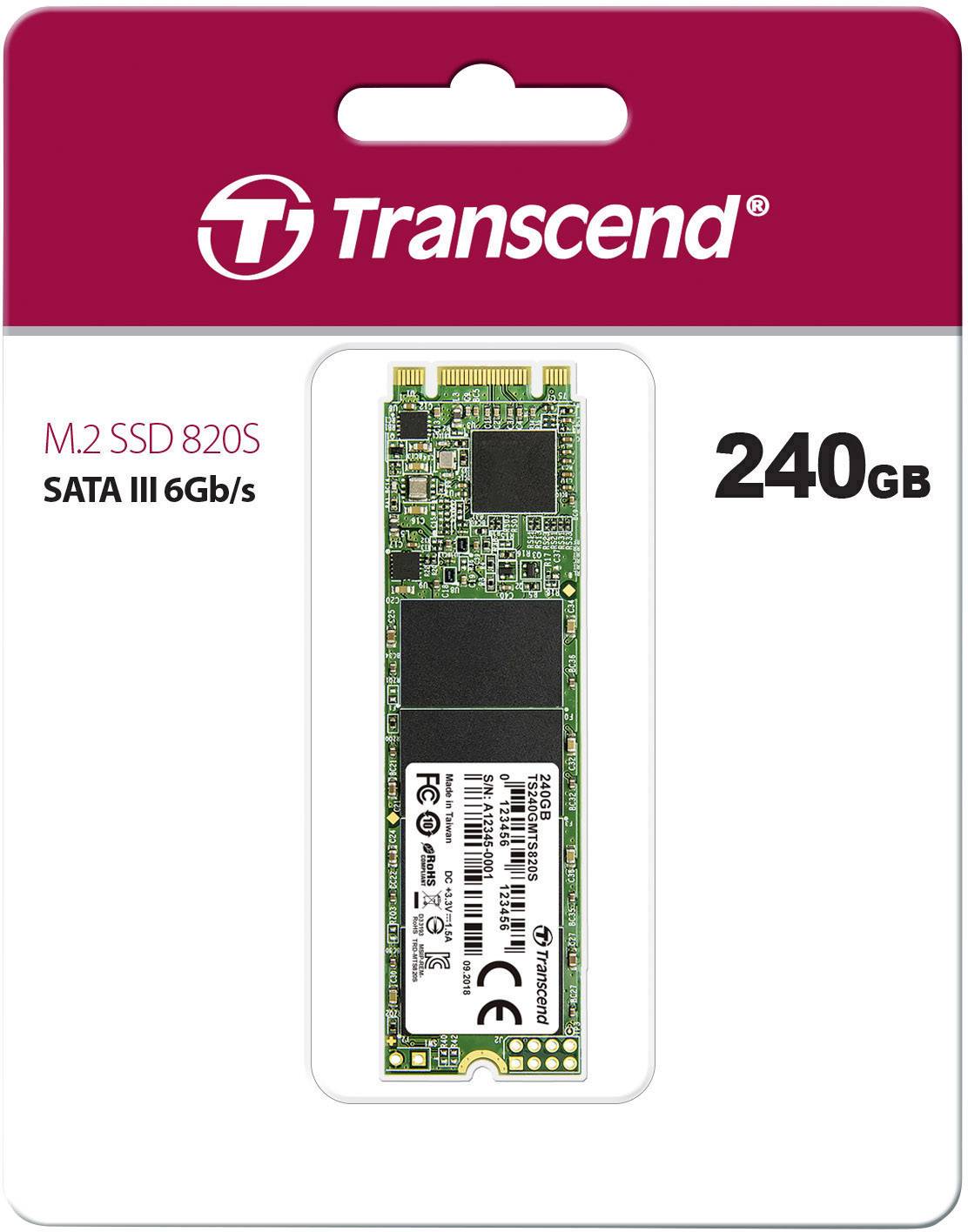 Transcend 820S 240GB Interne M.2 SATA SSD 2280 M.2 SATA 6 Gb/s Retail TS240GMTS820S
