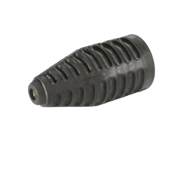 Ein schwarzer, zylindrischer Hochdruckdüsenaufsatz mit geriffelter Oberfläche, vermutlich für einen Hochdruckreiniger.