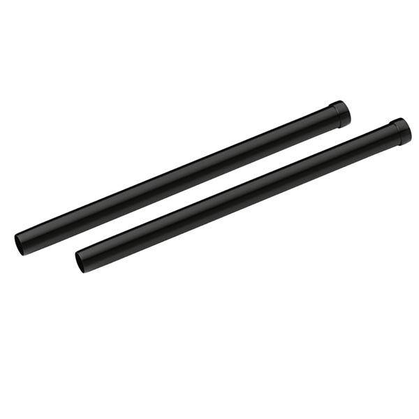 Zwei schwarze, zylindrische Metallstäbe nebeneinander auf weißem Hintergrund.