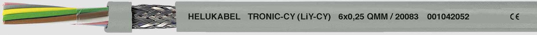 Kabel mit Bezeichnung 'HELU KABEL', grün-gelbe, braune und blaue Adern sichtbar und Abschirmung erkennbar.