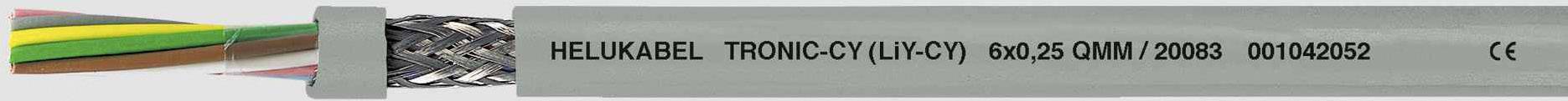 Mehradriges Kabel mit Geflechtummantelung, Beschriftung 'HELUKABEL TRONIC-CY (Li-CY)'. Geeignet für elektronische Anwendungen.