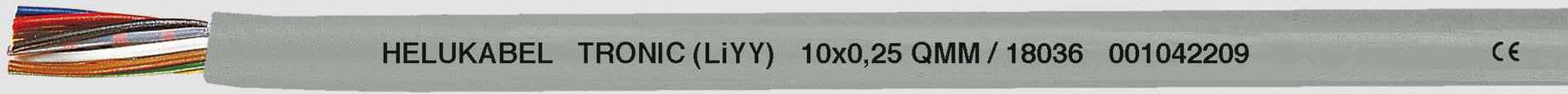 Graues Kabel mit bunter Verkabelung innen, beschriftet 'HELUKABEL TRONIC-C LIFY 10x0,25 QMM/18950 00100220'.