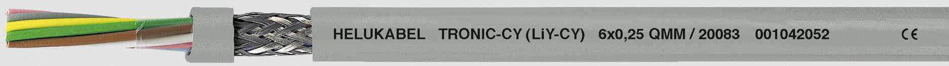 Ein grau ummanteltes Kabel mit bunter Innenverdrahtung und Metallgeflecht. Aufdruck zeigt 'HELUKABEL TRONIC-CY (Li-CY)'.