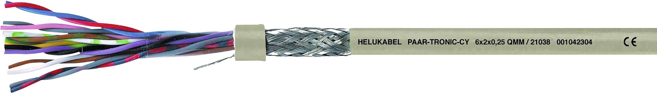Ein Kabel mit mehreren farbigen Adern und einer silbernen Schirmung. Beschriftet mit dem Text 'Helukabel ParaTronic-CY 00201513 CM'.<br><br>