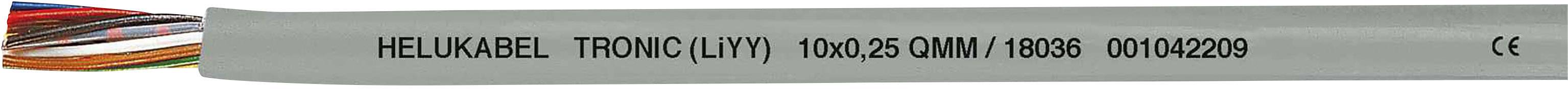 Mehradriges Kabel mit sichtbaren Drahtenden und Beschriftung 'HELU KABEL TROVILYN 600/25 0.15MM² 19838 001042200 CE' auf der Isolierung.