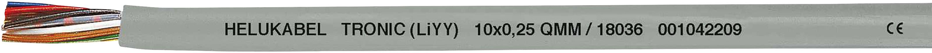 Flachbandkabel mit mehreren farbigen Drähten. Aufschrift: 'HELUKABEL TRONIC (LIYY) 0,20/25 QUMM/100066 00102206'.