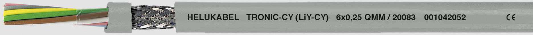Graues Kabel mit farbigen Drähten und Aufschrift: 'HELUKABEL TRONIC-CY 6x0,25 QMM / 20088 DVO00882'.