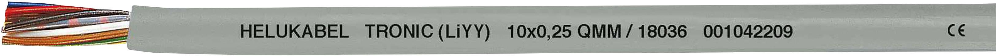 Ein graues Kabel mit der Aufschrift 'HELUKABEL TRONIC (LiYY) 10x0,25 qmm 18809 09/04208' und mehreren farbigen Adern.