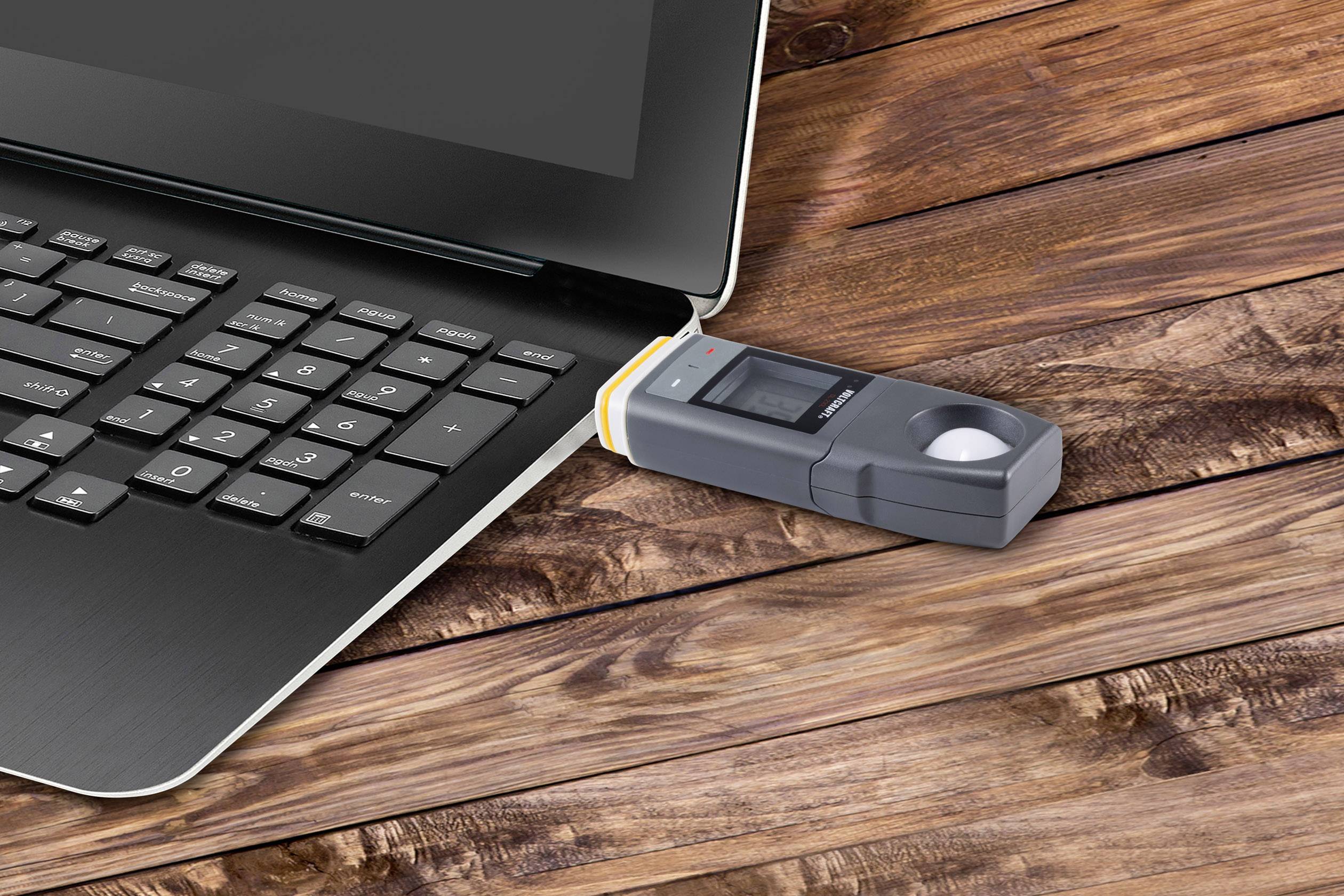 VOLTCRAFT VC9657635 DL-230L Lux-Datenlogger Messgröße Beleuchtungsstärke PDF Funktion, inkl. Wandhalterung