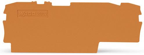 Orangene WAGO-Beschriftungsschilderhalterung aus Kunststoff ohne sichtbaren Text oder Symbole.