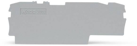 Graues Bauteil mit der Aufschrift 'Wago 2002', möglicherweise eine Abdeckung oder Teil eines elektrischen Geräts.