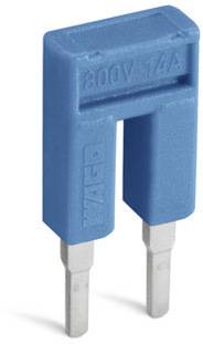 Blauer Sicherungsstecker mit Aufschrift '800V 14A', hergestellt von WAGO. Verwendet zum Überbrücken in elektrischen Schaltungen.