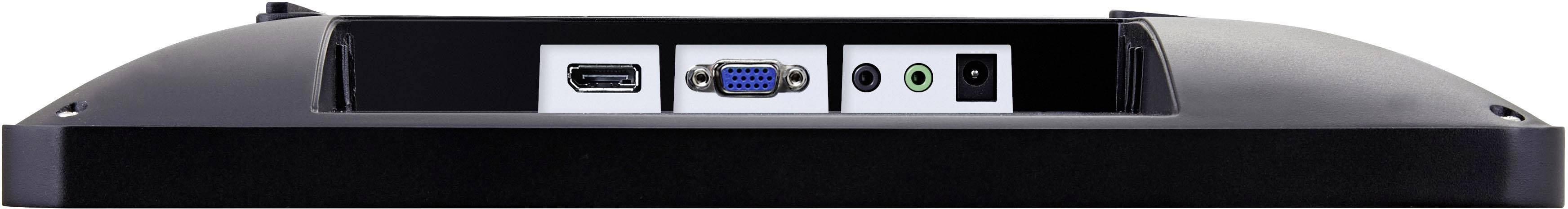 Rückseite eines Monitors mit HDMI-, VGA-, Audio- und Stromanschluss.