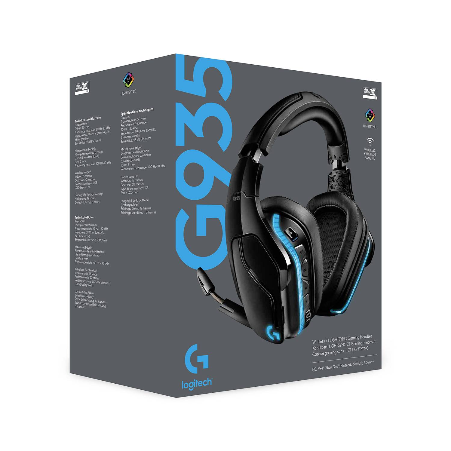 Logitech Gaming G935 Over Ear Headset kabelgebunden 7.1 Surround Schwarz, RGB Mikrofon-Rauschunterdrückung Lautstärkeregelung