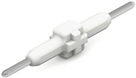 Weißer Sicherungseinsatz mit zylindrischer Form und mittig einem quadratischen Block. Ein Metallstift ragt auf beiden Seiten heraus.