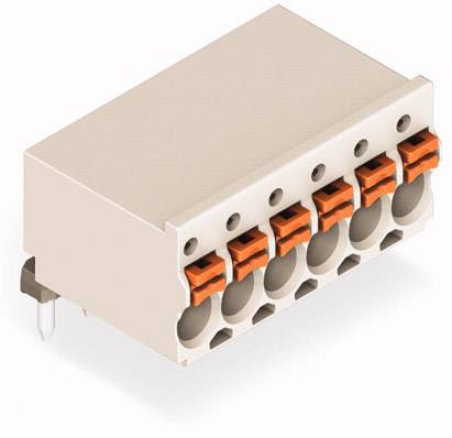 Eine sechspolige Steckverbindung mit orangefarbenen Hebelmechanismen, geeignet für die Verdrahtung elektrischer Geräte.