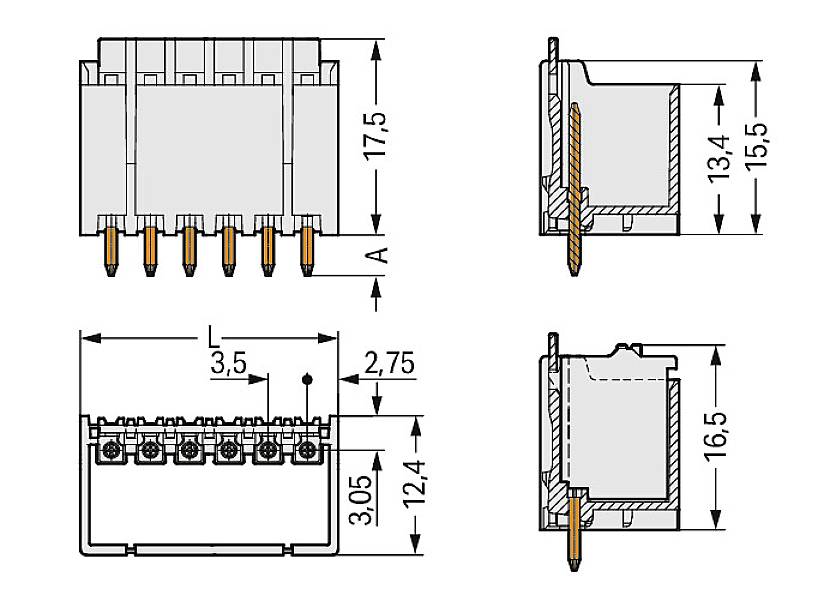 WAGO Stiftgehäuse-Platine 2091-1407 100St.