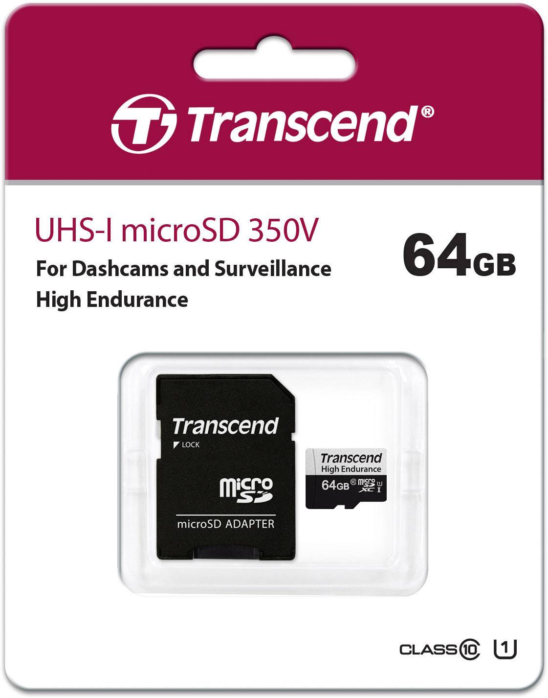Transcend High Endurance 350V microSDXC-Karte Class 10, UHS-I inkl. SD-Adapter