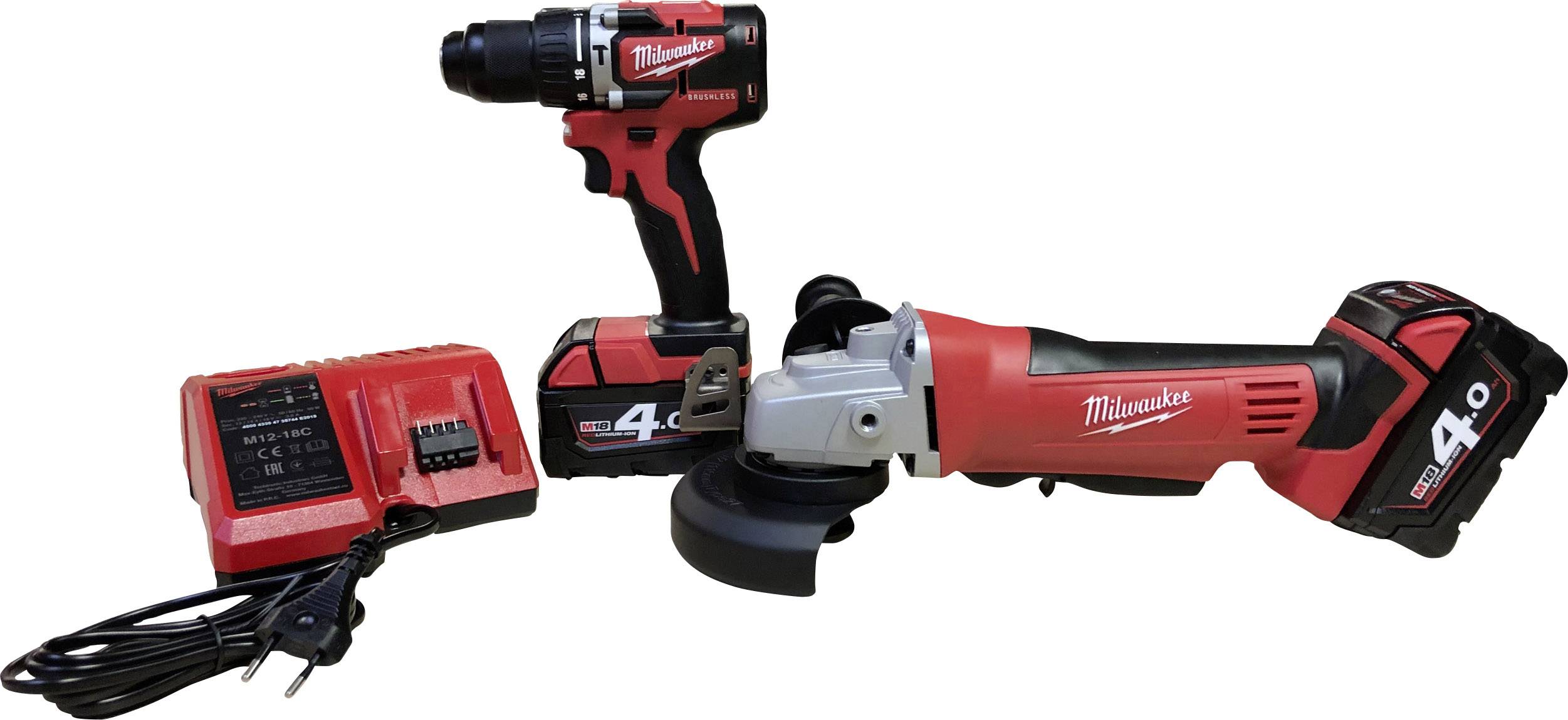 Akku-Schlagbohrschrauber, Winkelschleifer 18V 4.0Ah Li-Ion inkl. 2. Akku, inkl. Koffer