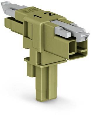 Ein beige, modularer Steckverbinder mit zwei Steckplätzen, nummeriert '1' und '2', geeignet für Glasfaserverbindungen.