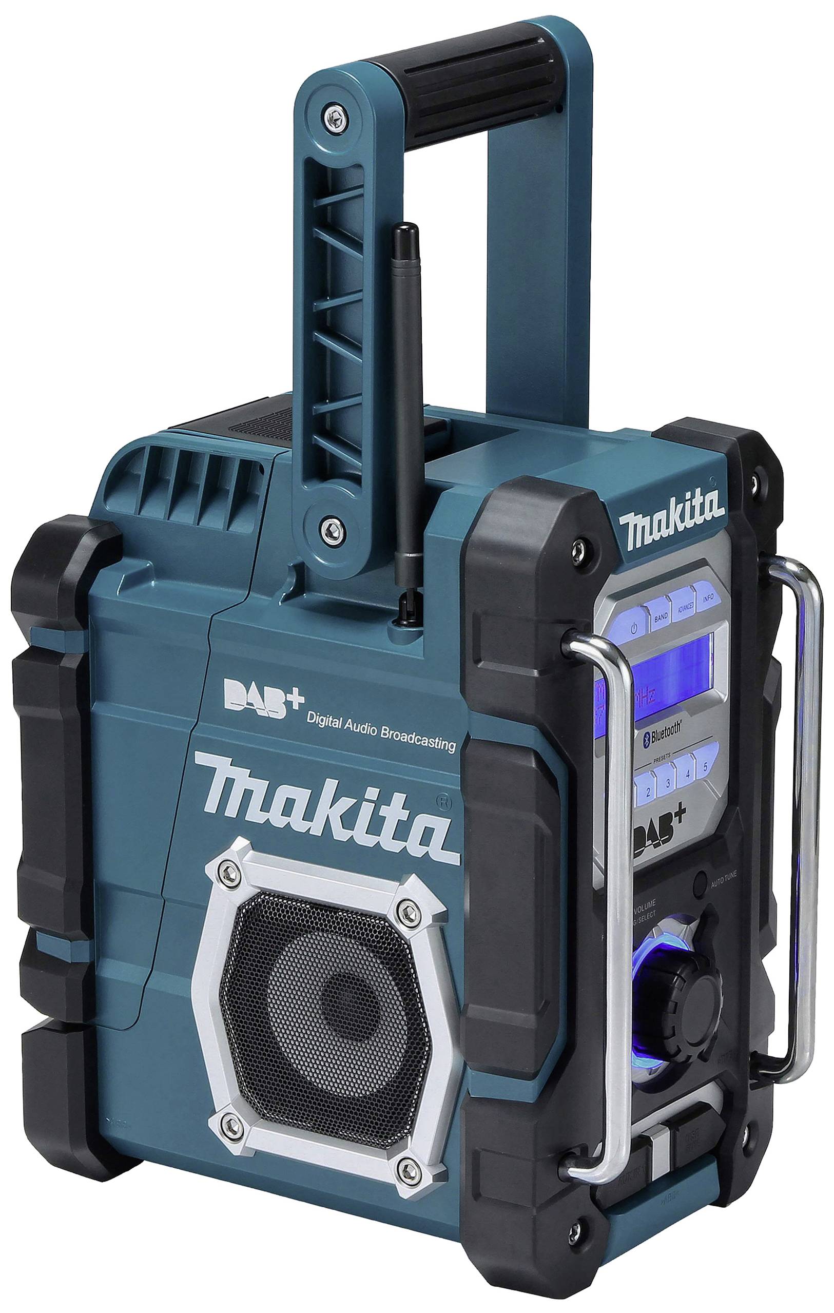 Makita Baustellenradio DAB+, UKW AUX, Bluetooth®, USB spritzwassergeschützt Türkis, Schwarz