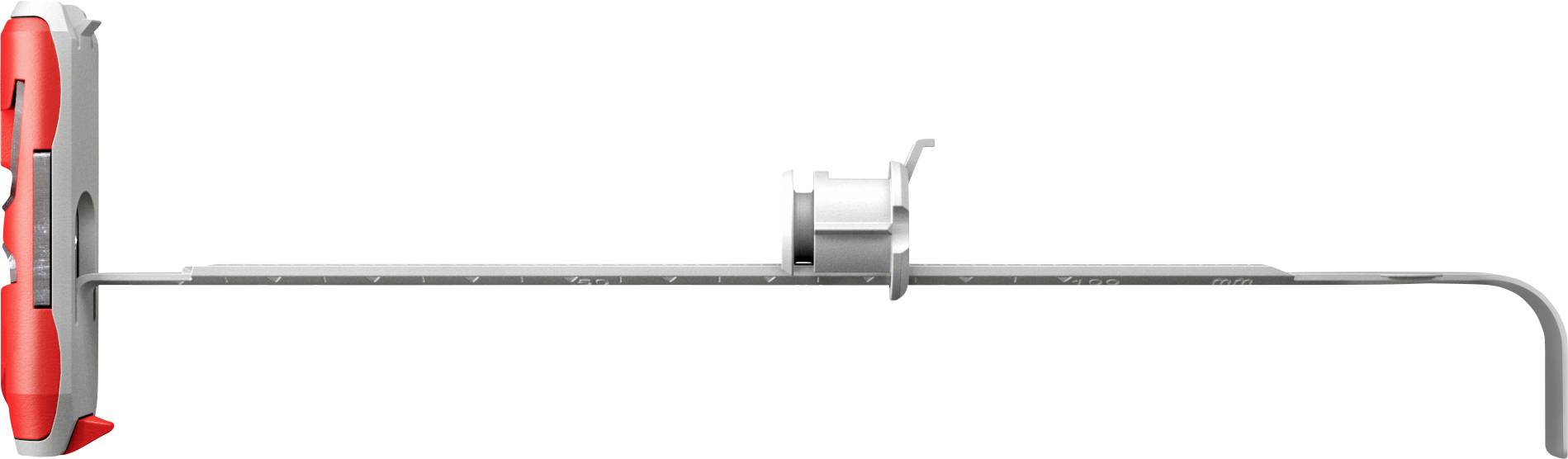 Ein gewindeter Metallstab, zylindrisch in der Form, mit gleichmäßig verteilten Nuten entlang seiner Länge. Der Stab ist grau und diagonal positioniert.