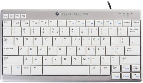BakkerElkhuizen UltraBoard 950 USB Tastatur Belgisch, AZERTY Silber, Weiß Multimediatasten, USB-Hub