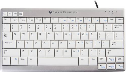 BakkerElkhuizen UltraBoard 950 USB Tastatur Deutsch, QWERTZ, Windows® Silber, Weiß Multimediataste