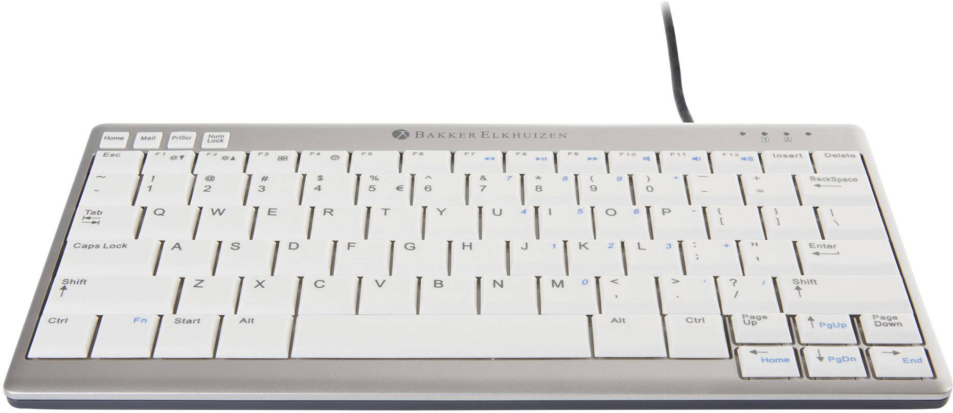 BakkerElkhuizen UltraBoard 950 USB Tastatur Deutsch, QWERTZ Silber, Weiß Multimediatasten, USB-Hub
