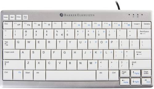 BakkerElkhuizen UltraBoard 950 USB Tastatur UK-Englisch, QWERTY Silber, Weiß USB-Hub, Multimediatas