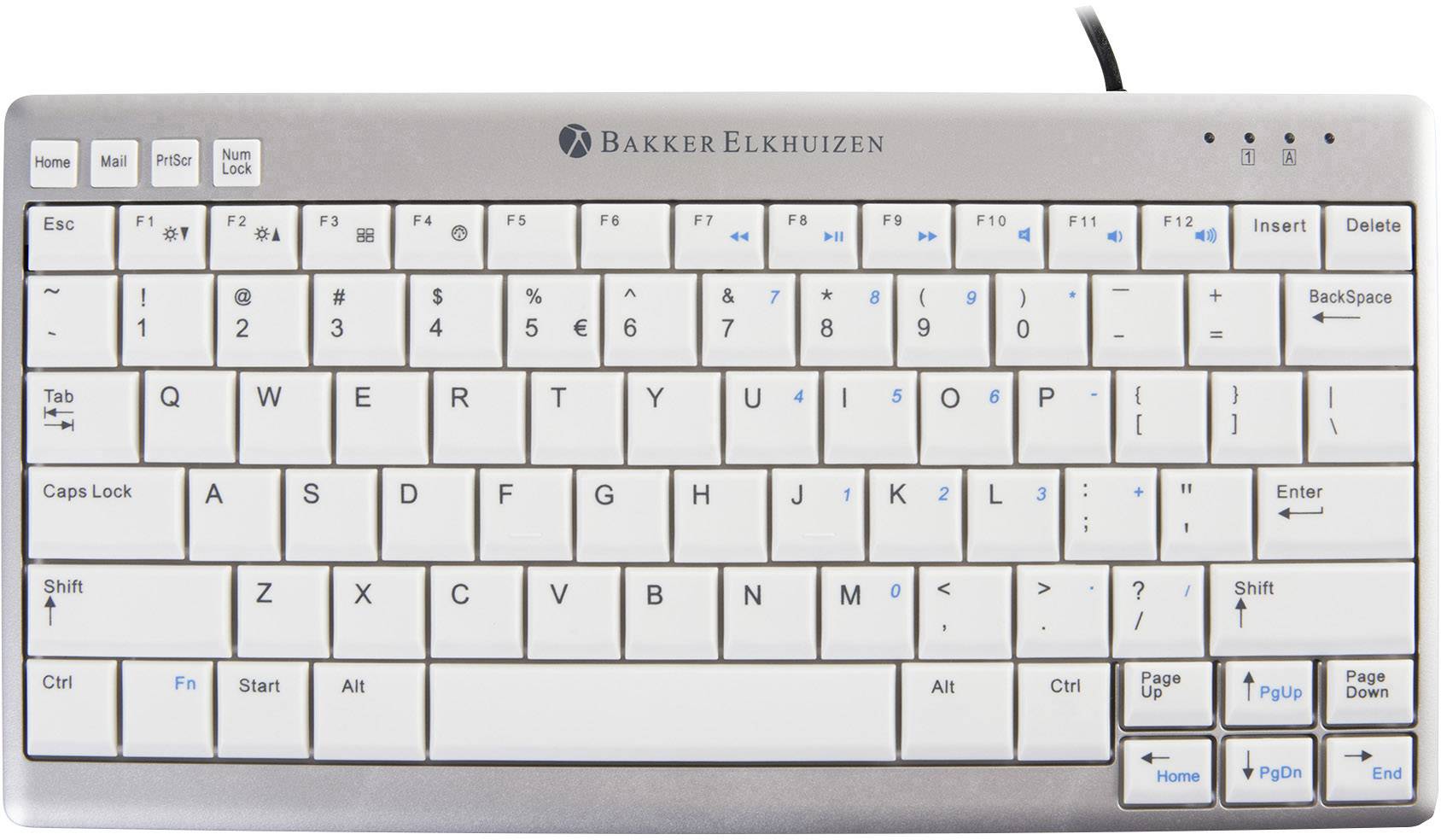 BakkerElkhuizen UltraBoard 950 USB Tastatur UK-Englisch, QWERTY Silber, Weiß USB-Hub, Multimediatasten