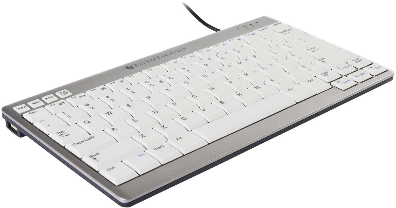 BakkerElkhuizen UltraBoard 950 USB Tastatur UK-Englisch, QWERTY Silber, Weiß USB-Hub, Multimediatasten