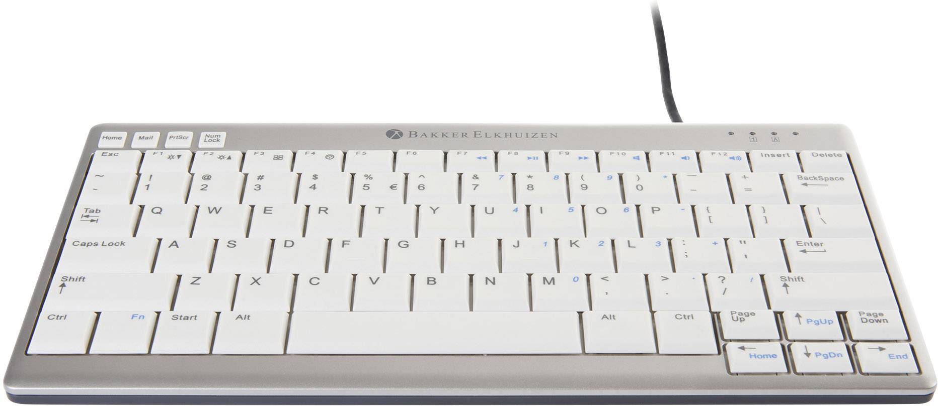 BakkerElkhuizen UltraBoard 950 USB Tastatur UK-Englisch, QWERTY Silber, Weiß USB-Hub, Multimediatasten