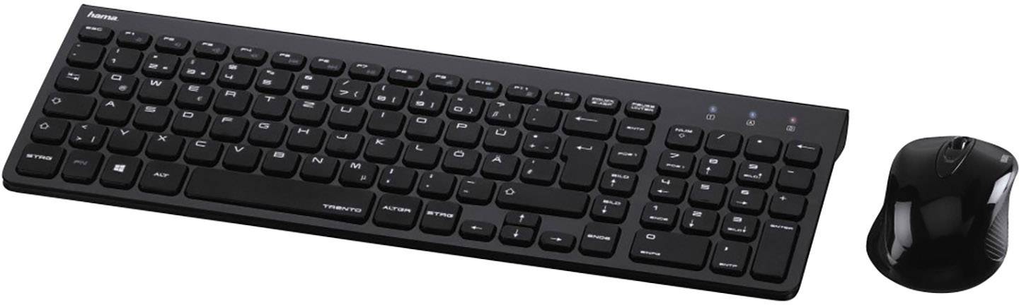 Hama Trento Funk Tastatur, Maus-Set Deutsch, QWERTZ Schwarz