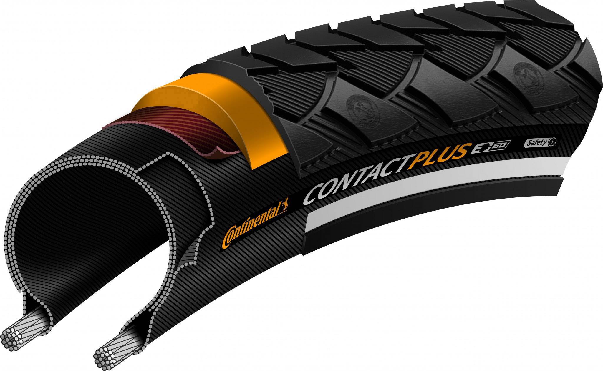 Continental CONTACT PLUS 47-559 26" Fahrradreifen 26 x 1.75 Schwarz