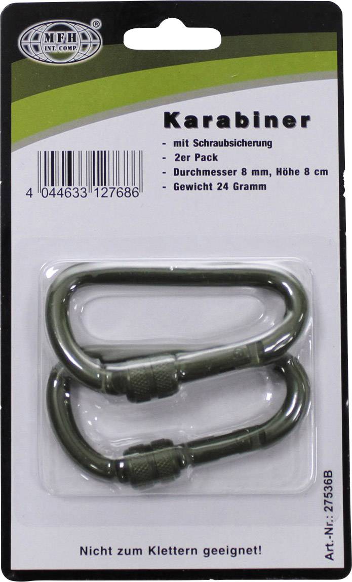 MFH - Military & Adventure 27536B Karabiner D8x80O 8mm x 80mm 2St.