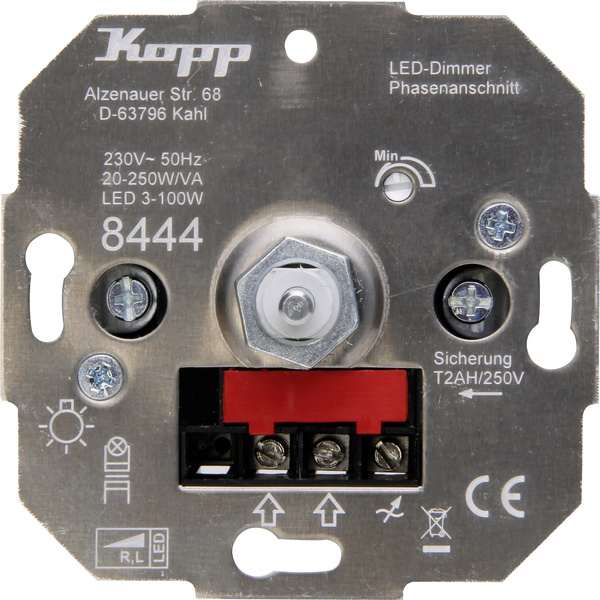Kopp 844400008 Unterputz Dimmer Geeignet für Leuchtmittel: LED-Lampe, Halogenlampe, Glühlampe