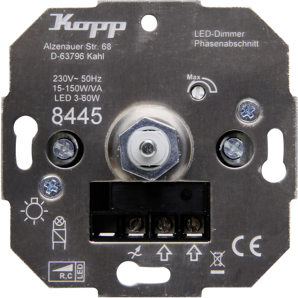Kopp 844500001 Unterputz Dimmer Geeignet für Leuchtmittel: Glühlampe, Halogenlampe, LED-Lampe
