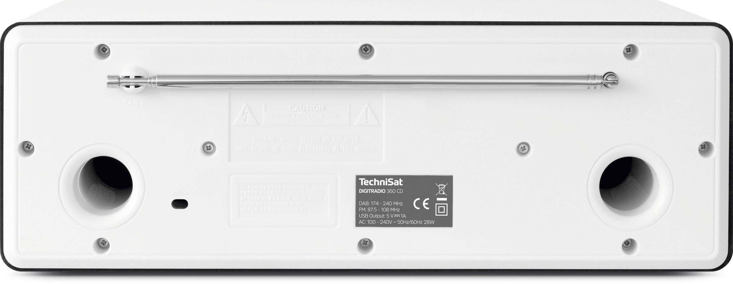 TechniSat DigitRadio 360 CD CD-Radio DAB+, UKW AUX, CD, USB DLNA-fähig, Akku-Ladefunktion Weiß