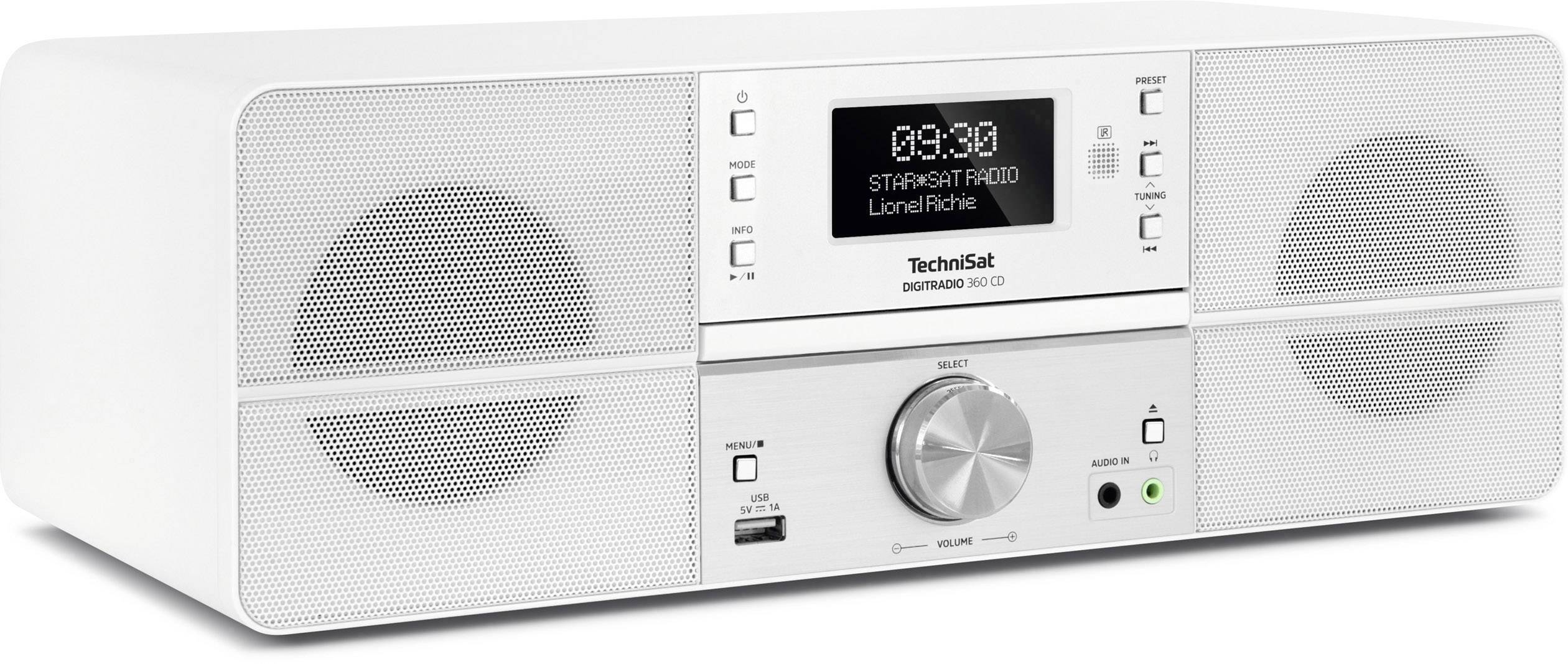 TechniSat DigitRadio 360 CD CD-Radio DAB+, UKW AUX, CD, USB DLNA-fähig, Akku-Ladefunktion Weiß