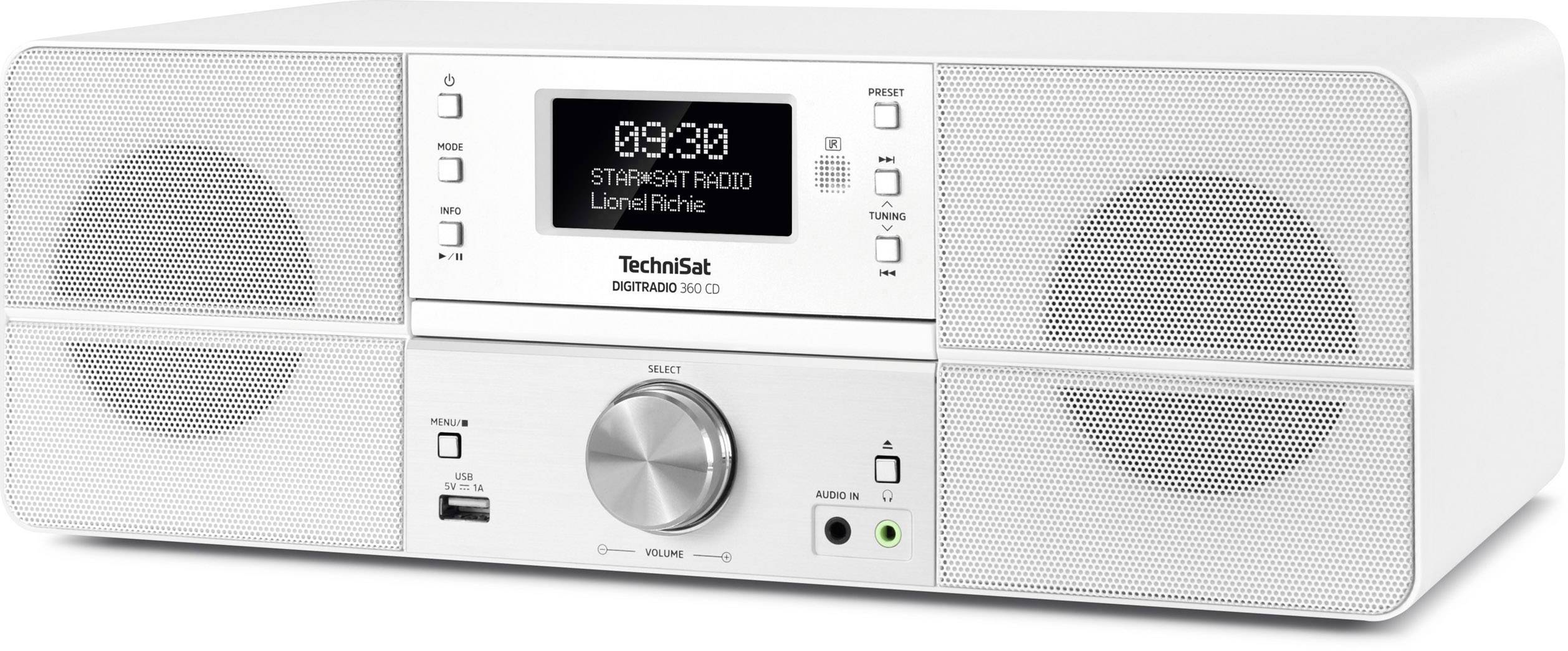 TechniSat DigitRadio 360 CD CD-Radio DAB+, UKW AUX, CD, USB DLNA-fähig, Akku-Ladefunktion Weiß