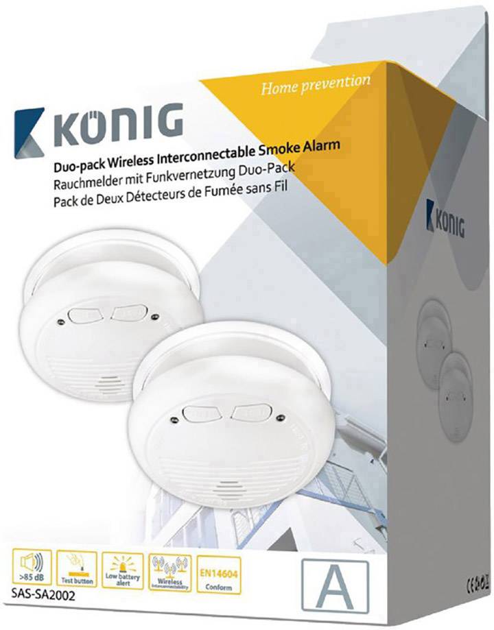 König SAS-SA2002 Rauchwarnmelder Funk batteriebetrieben
