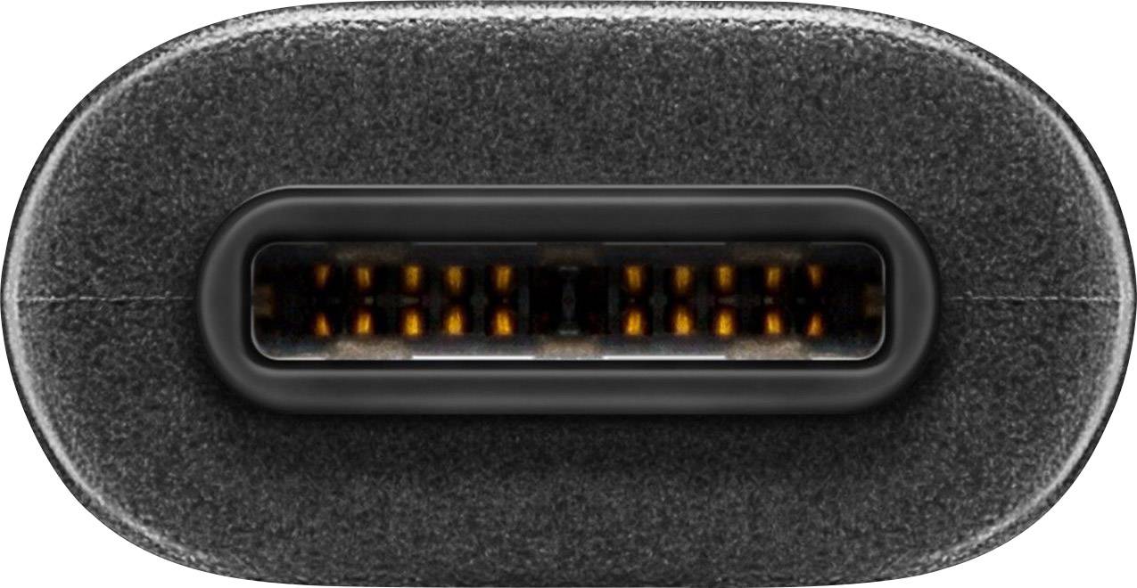 Nahaufnahme eines USB-C-Anschlusses mit metallischem Gehäuse, der für das Laden und die Datenübertragung genutzt wird.