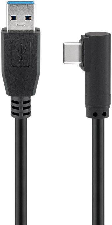 Goobay USB-C™ auf USB A 3.0 Kabel 90°, schwarz USB 3.0-Stecker (Typ A) > USB-C™-Stecker 1.5 m