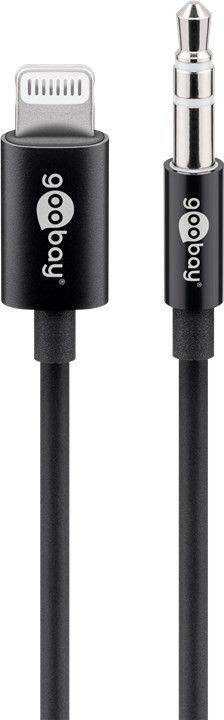 Goobay USB 2.0 Anschlusskabel [1x Apple Lightning-Stecker - 1x Klinkenbuchse 3.5 mm] 1.00m Schwarz