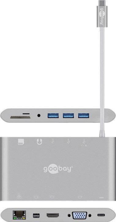 Goobay USB 3.2 Gen 1 (USB 3.0) Adapter [1x USB-C® Stecker - 1x USB 3.2 Gen 1 Buchse A (USB 3.0), USB 3.2 Gen 1 Buchse A (USB 3.0), USB 3.2 Gen