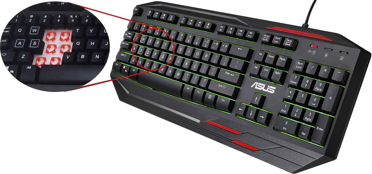 Asus Sagaris GK100 USB Gaming-Tastatur Deutsch, QWERTZ, Windows® Schwarz, Rot