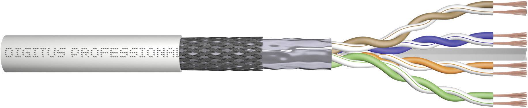 Ein offenes LAN-Kabel mit vier verdrillten Aderpaaren in verschiedenen Farben zur Datenübertragung in Netzwerken.